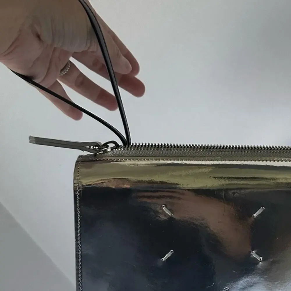 Maison Margiela Reflective Mirror Leather Clutch Wristlet MM11 SS17 Silver